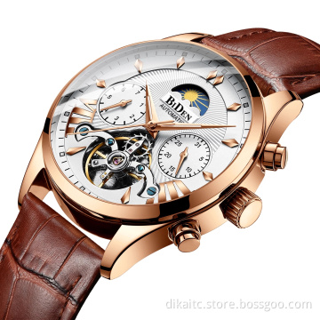BIDEN 0189 Original design watch men's double flywheel automatic mechanical watch fashion casual business men's clock Original